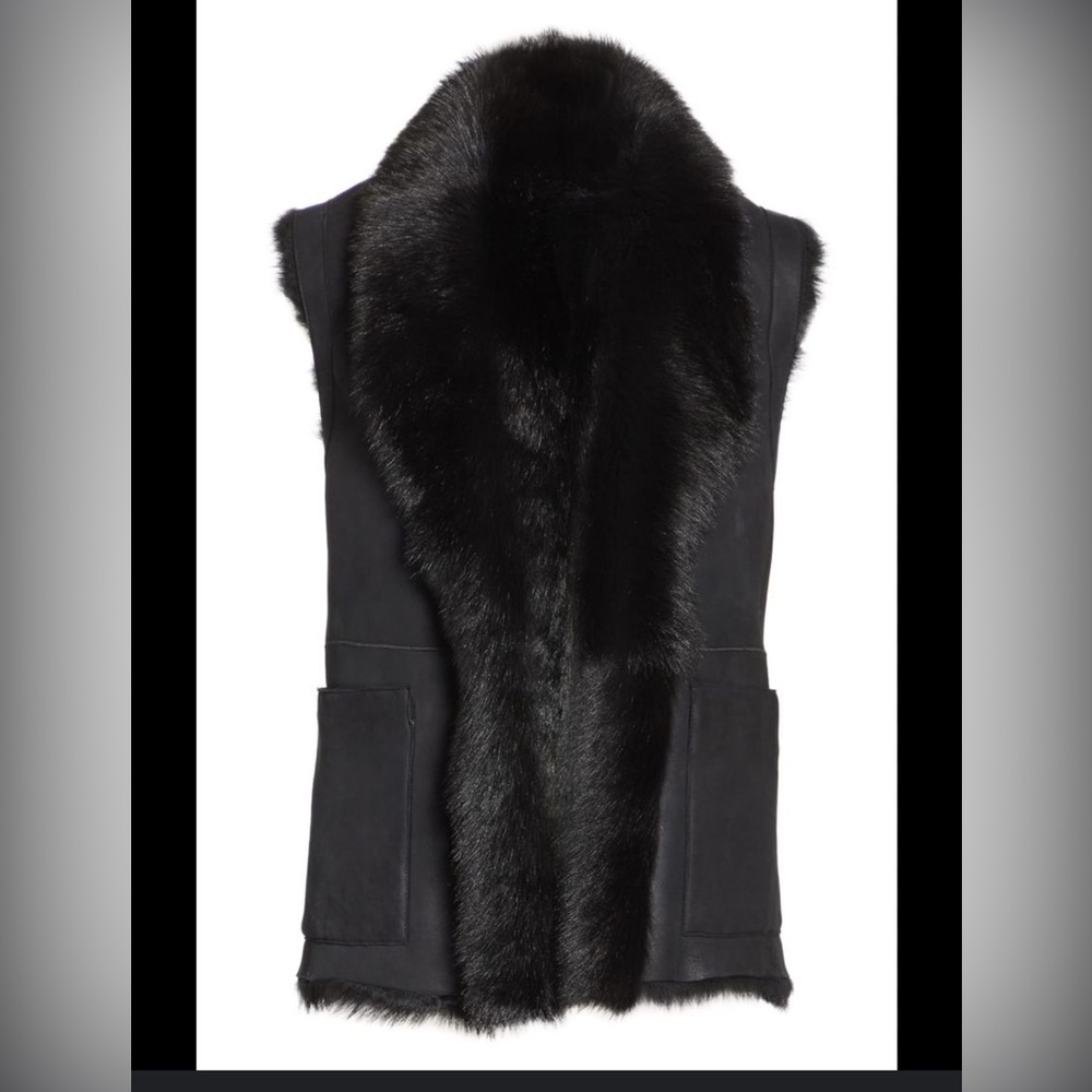 Vince Genuine Toscana Shearling Leather & Fur Reversible Vest RARE